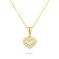 9ct Yellow Gold CZ Baguette Heart Shape Pendant Necklace