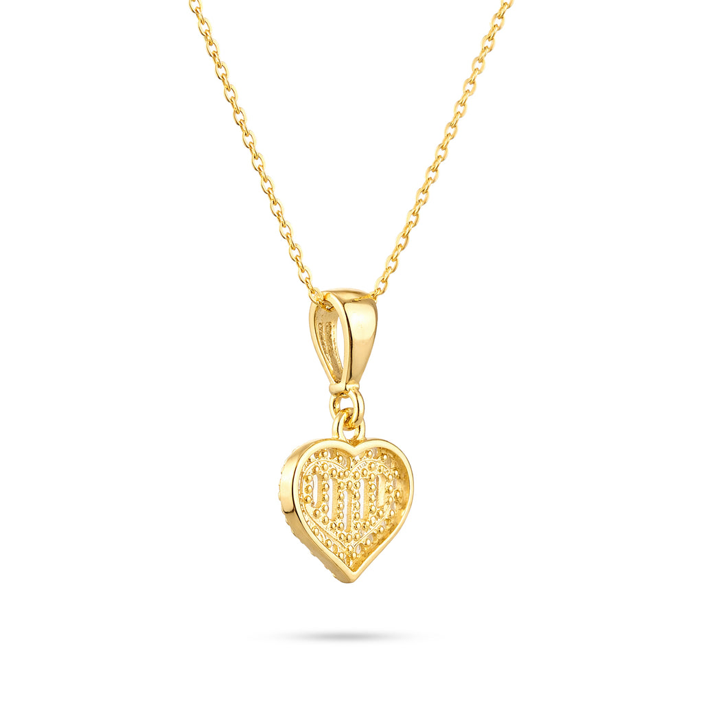 9ct Yellow Gold CZ Baguette Heart Shape Pendant Necklace