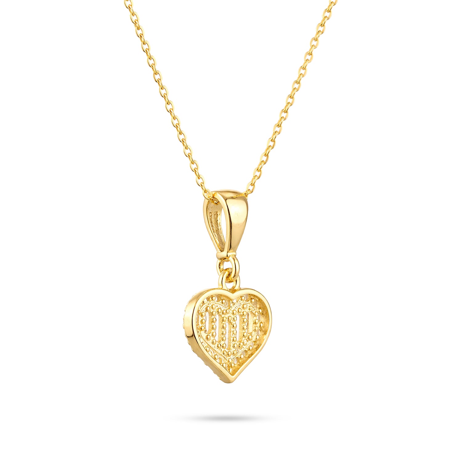9ct Yellow Gold CZ Baguette Heart Shape Pendant Necklace