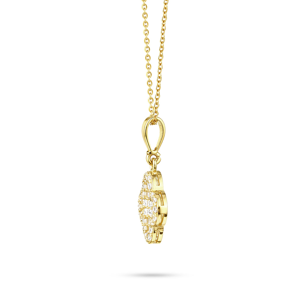 9ct Yellow Gold Cubic Zirconia Baguette Quatrefoil Pendant