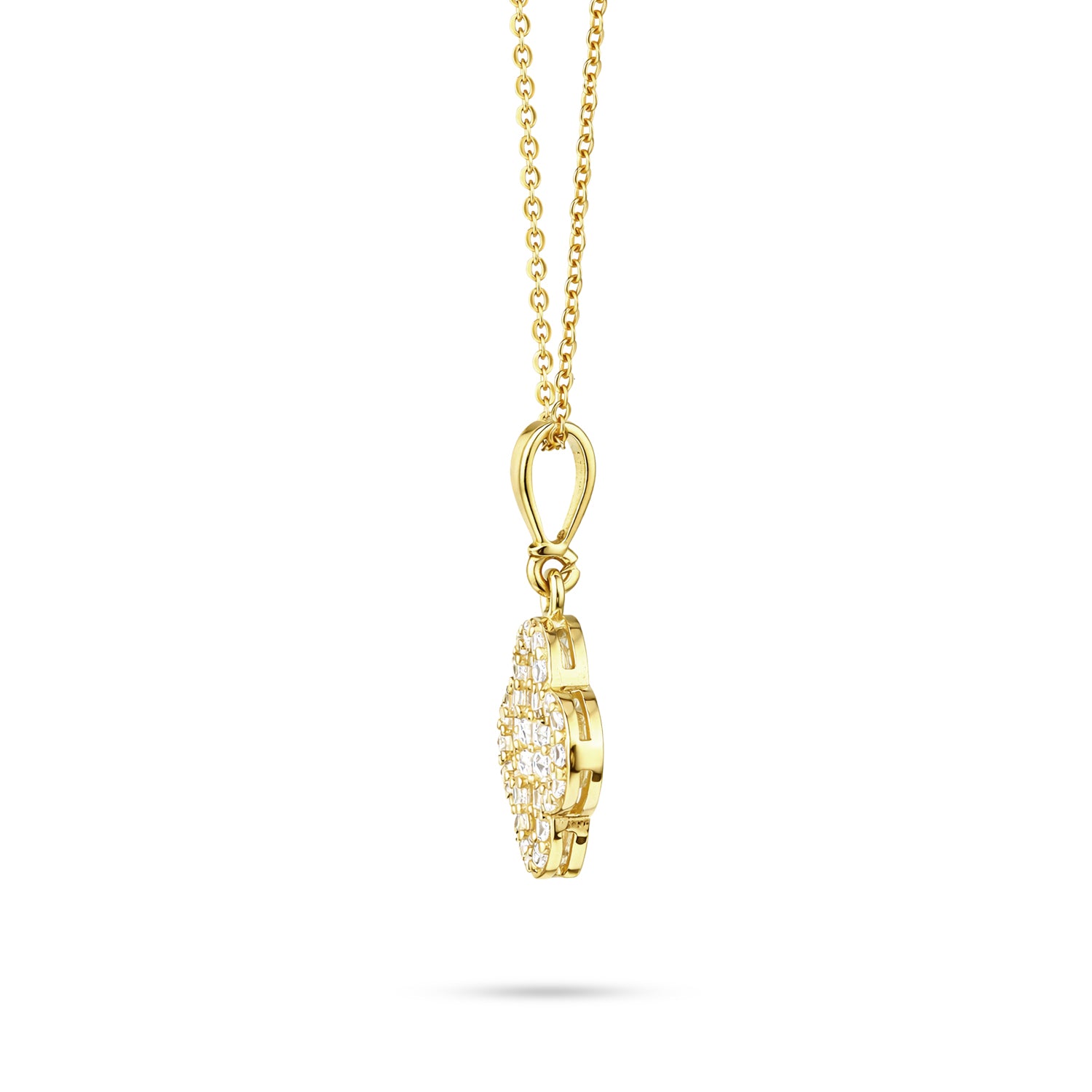 9ct Yellow Gold Cubic Zirconia Baguette Quatrefoil Pendant