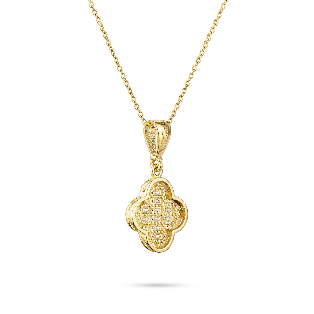 9ct Yellow Gold Cubic Zirconia Baguette Quatrefoil Pendant