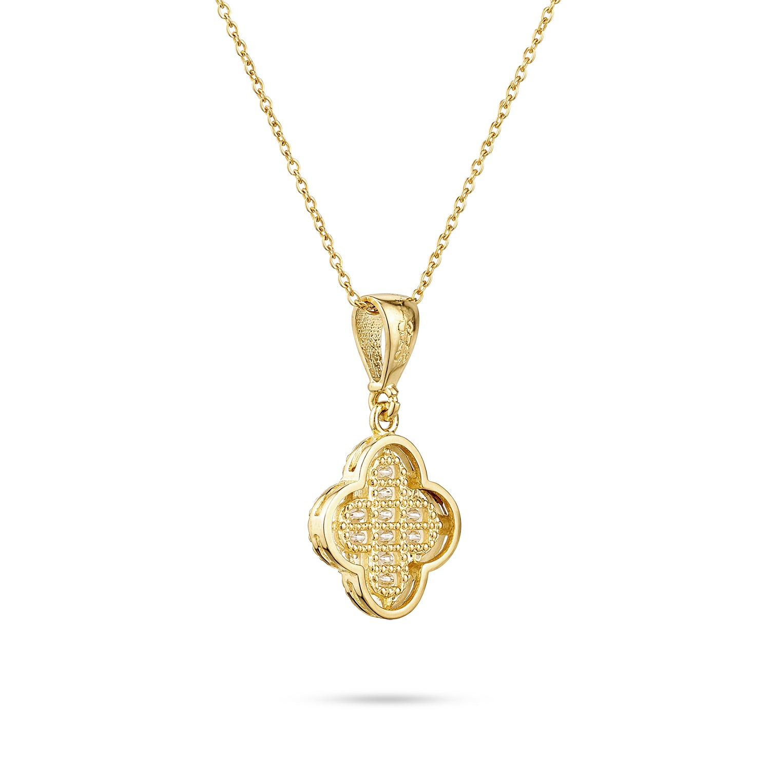 9ct Yellow Gold Cubic Zirconia Baguette Quatrefoil Pendant