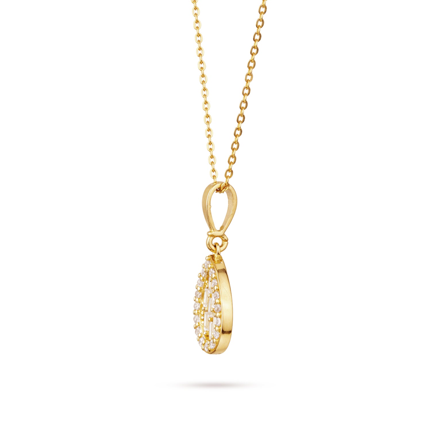 9ct Yellow Gold Cubic Zirconia Baguette Pear Halo Pendant