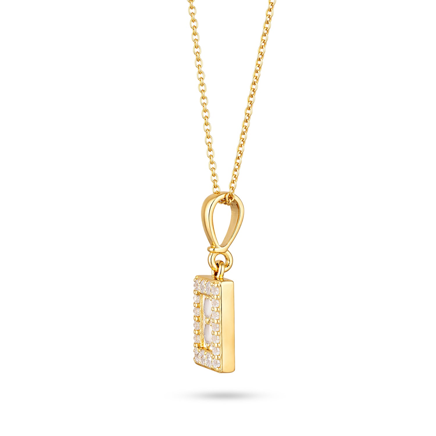 9ct Yellow Gold Cubic Zirconia Baguette Square Halo Pendant