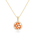 9ct Yellow Gold Orange Cubic Zirconia Baguette Circle Pendant
