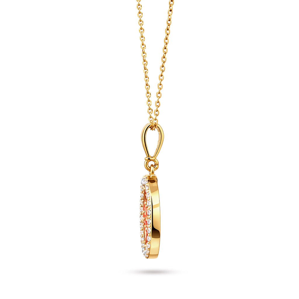 9ct Yellow Gold Orange Cubic Zirconia Baguette Circle Pendant