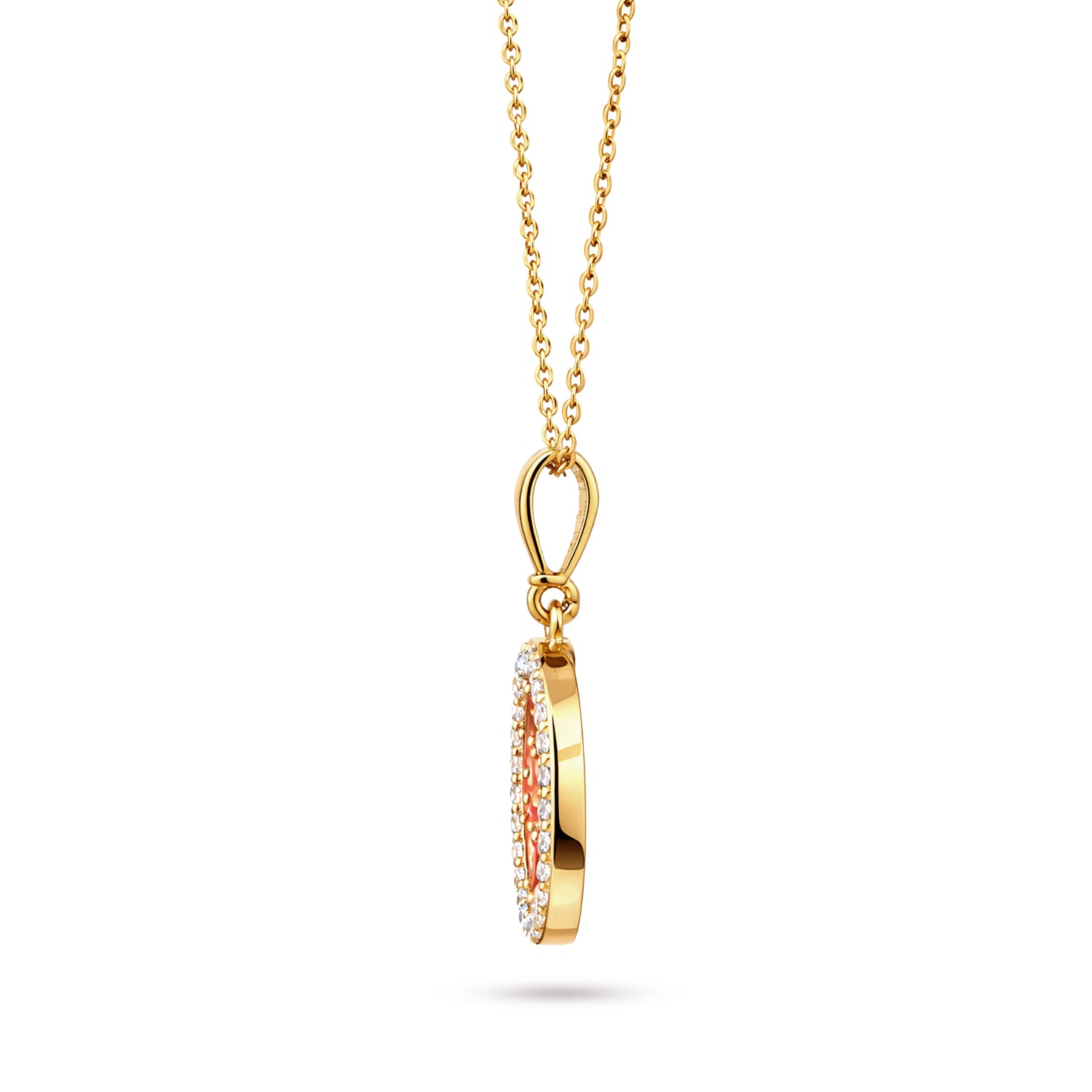 9ct Yellow Gold Orange Cubic Zirconia Baguette Circle Pendant