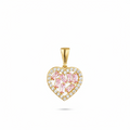 9ct Yellow Gold Pink Cubic Zirconia Baguette Heart Necklace