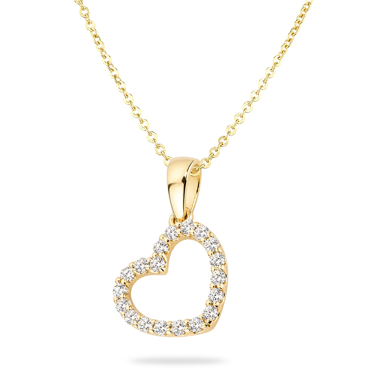 9ct Yellow Gold Cubic Zirconia Heart Pendant