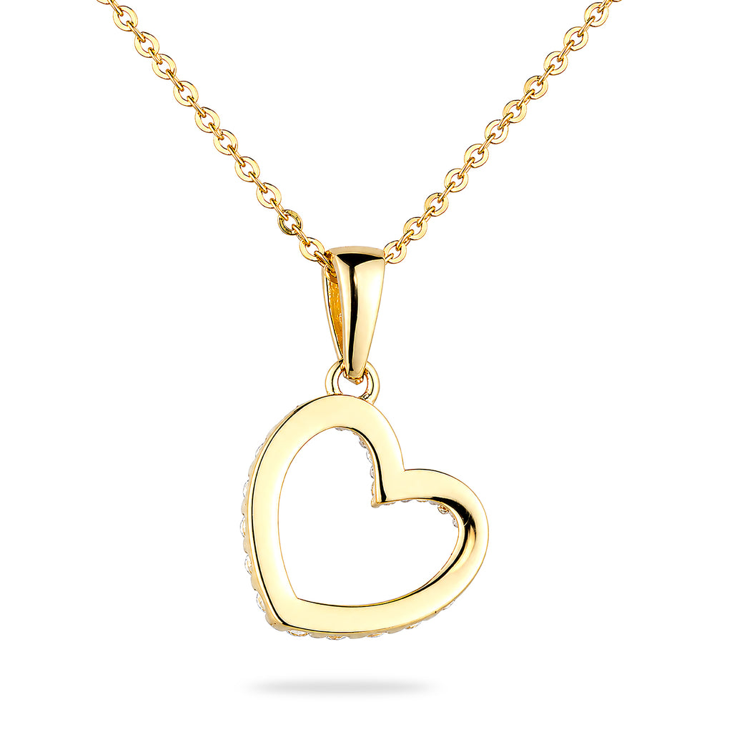 9ct Yellow Gold Cubic Zirconia Heart Pendant