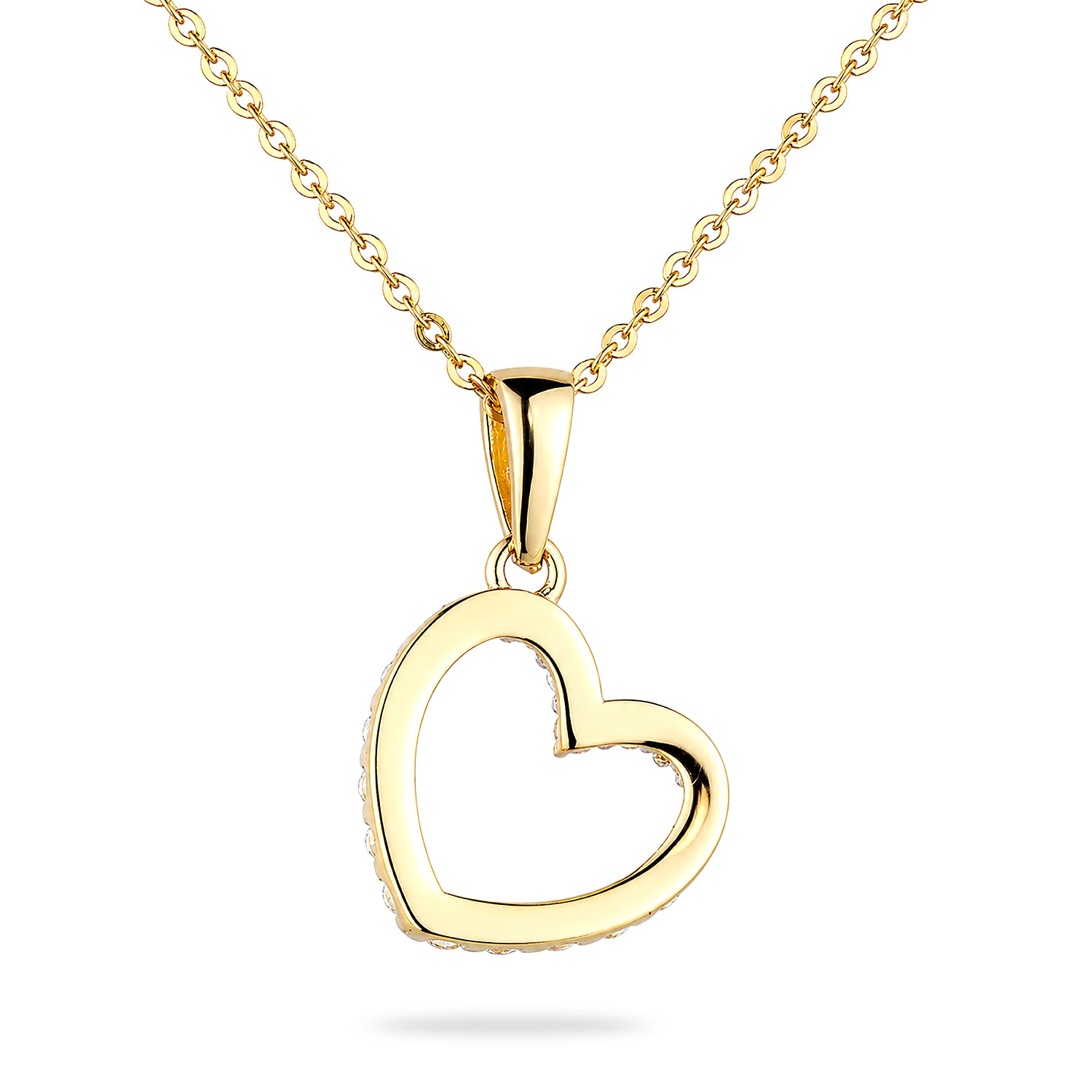 9ct Yellow Gold Cubic Zirconia Heart Pendant
