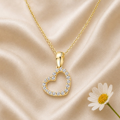 9ct Yellow Gold Cubic Zirconia Heart Pendant