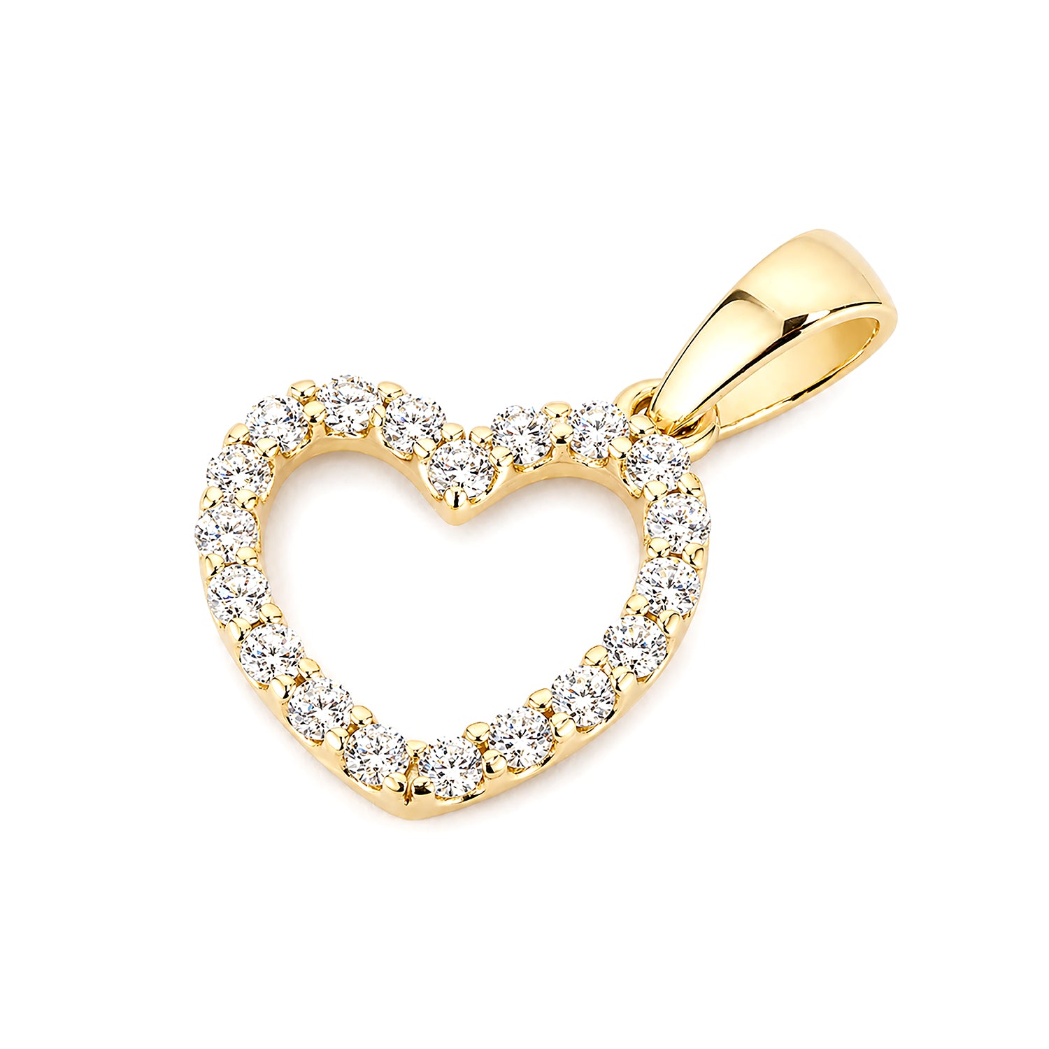 9ct Yellow Gold Cubic Zirconia Heart Pendant