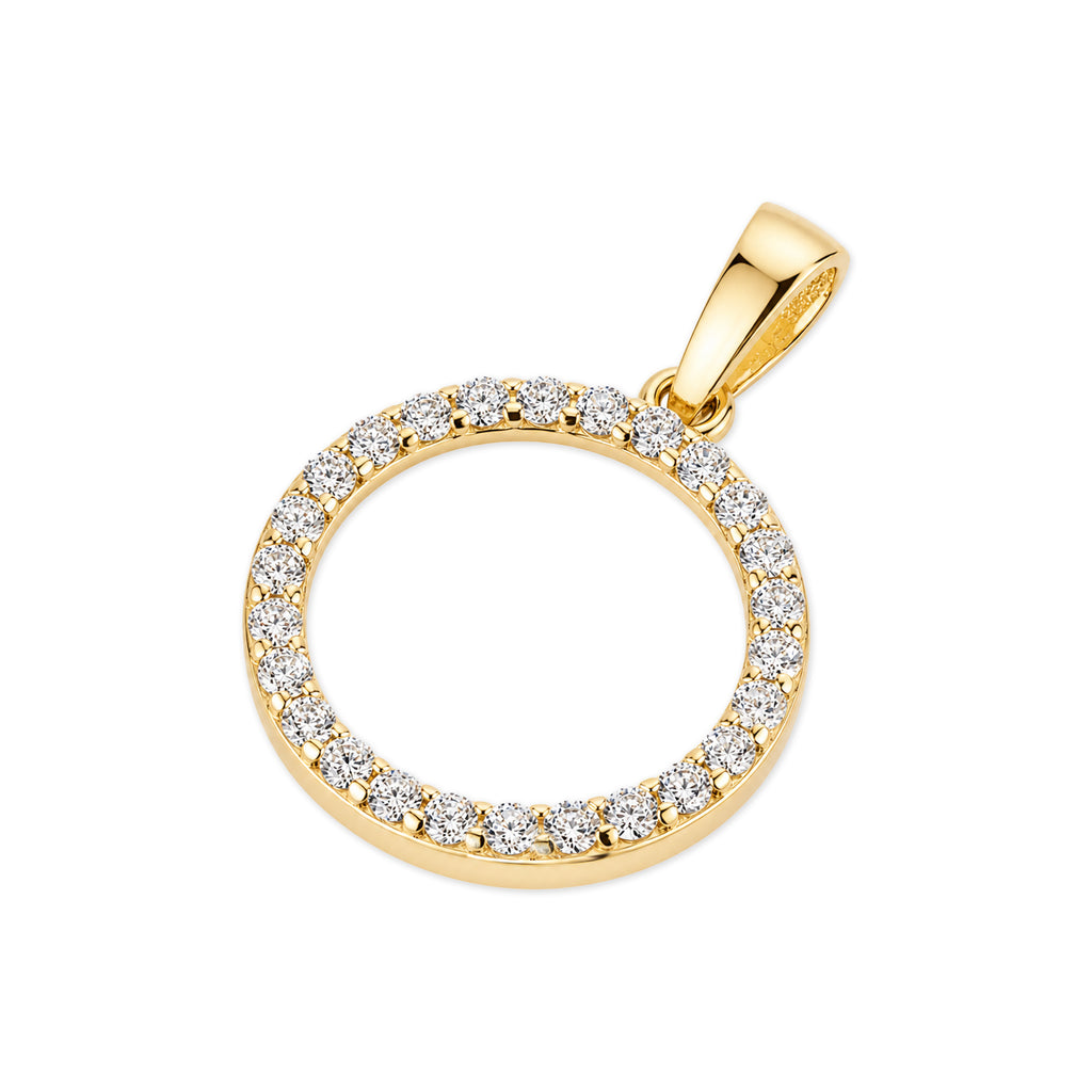 9ct Yellow Gold Cubic Zirconia Circle Pendant