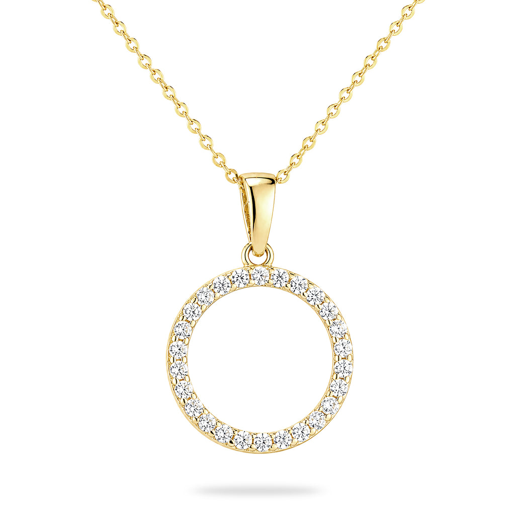 9ct Yellow Gold Cubic Zirconia Circle Pendant