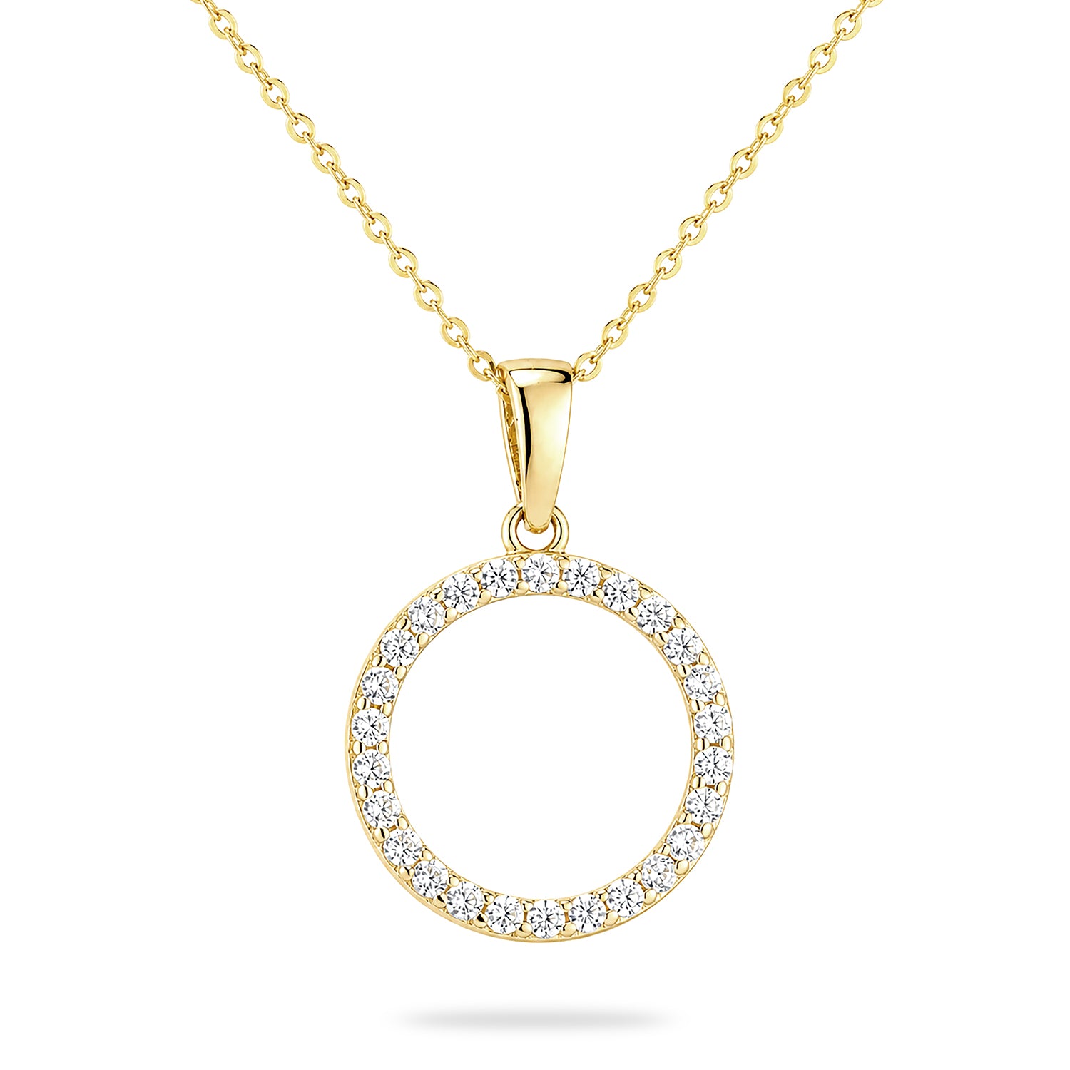 9ct Yellow Gold Cubic Zirconia Circle Pendant