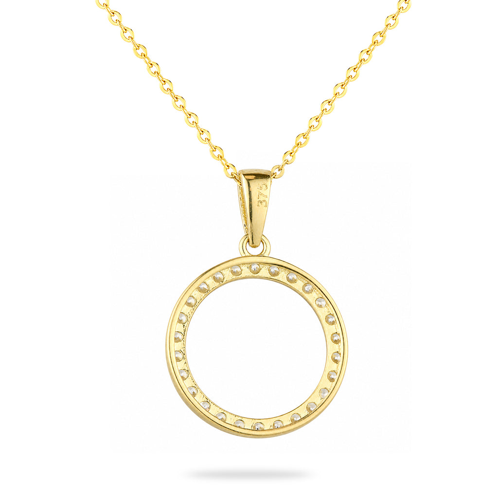 9ct Yellow Gold Cubic Zirconia Circle Pendant