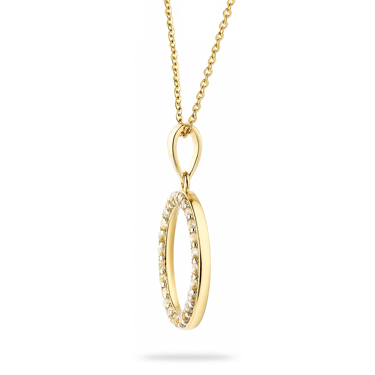 9ct Yellow Gold Cubic Zirconia Circle Pendant