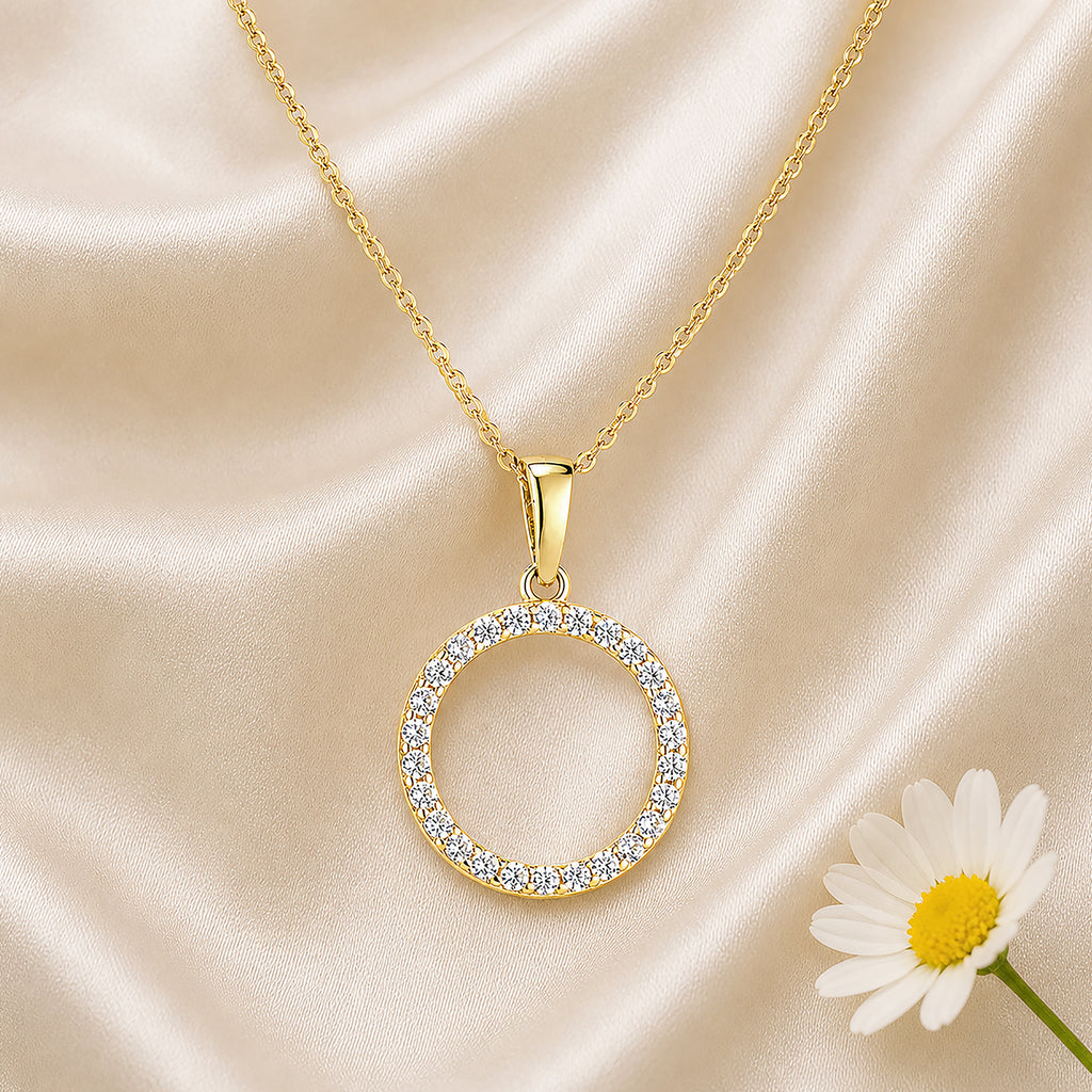 9ct Yellow Gold Cubic Zirconia Circle Pendant
