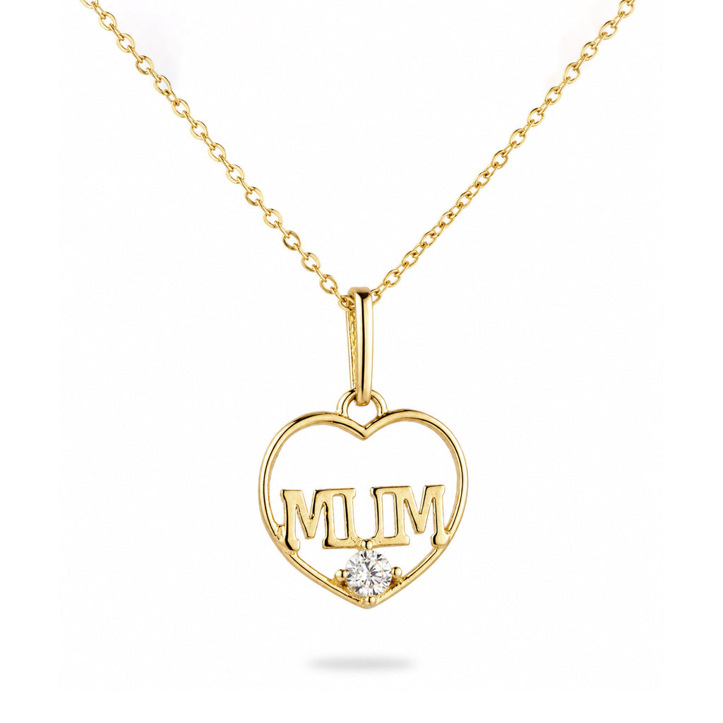 9ct Yellow Gold Cubic Zirconia Mum Pendant
