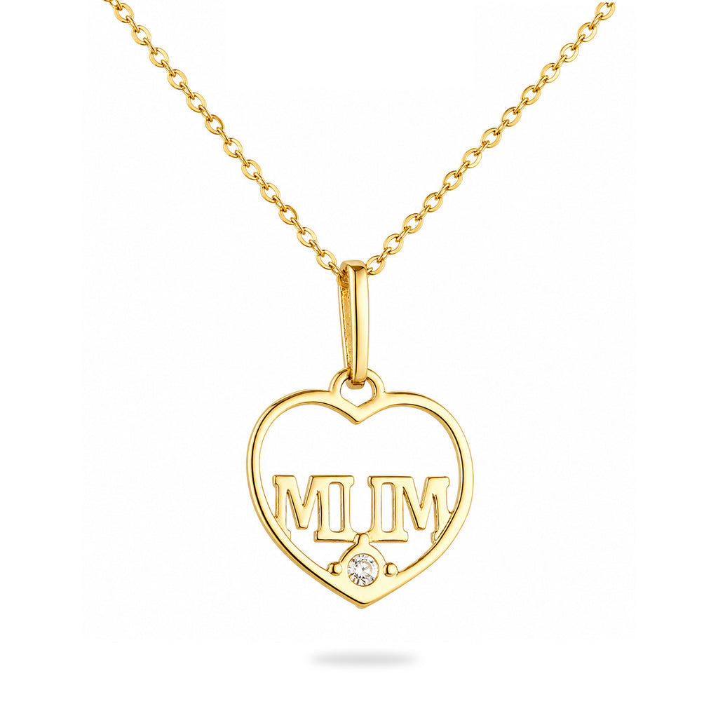9ct Yellow Gold Cubic Zirconia Mum Pendant