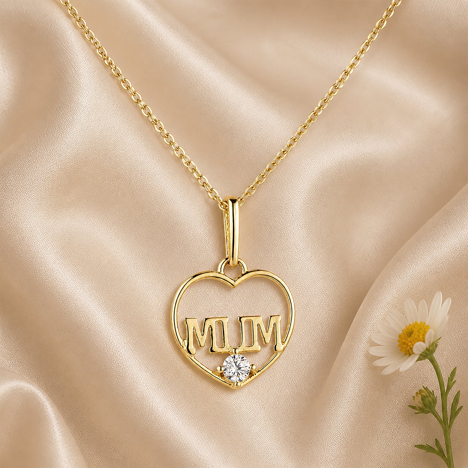 9ct Yellow Gold Cubic Zirconia Mum Pendant