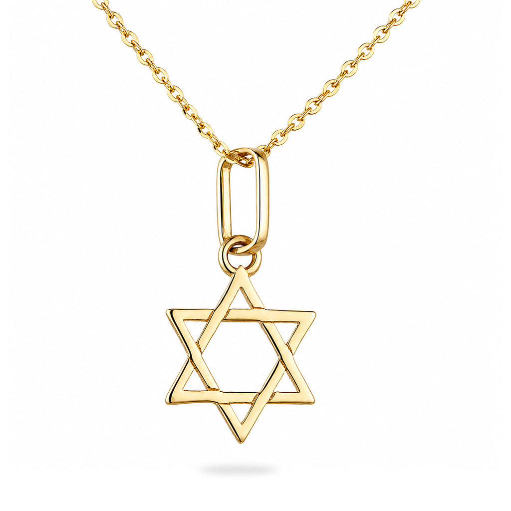 9ct Yellow Gold Star of David Necklace Pendant