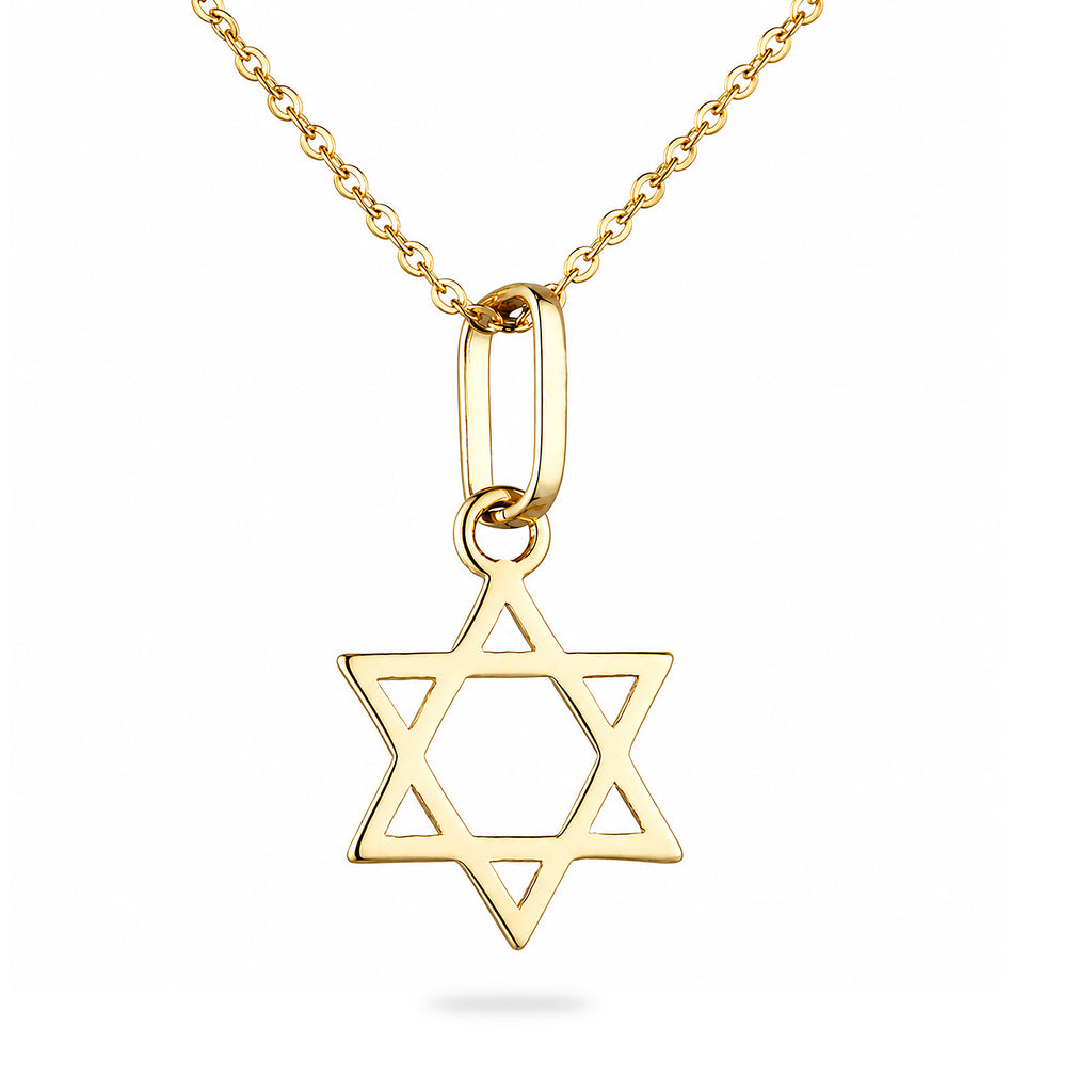 9ct Yellow Gold Star of David Necklace Pendant