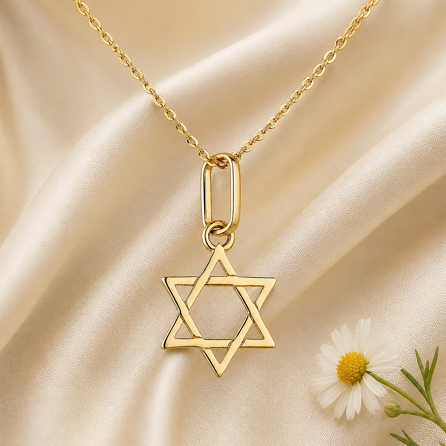9ct Yellow Gold Star of David Necklace Pendant