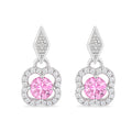 9ct White Gold Pink Sapphire and Diamonds Quatrefoil Earrings