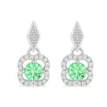 9ct White Gold Emerald and Diamonds Quatrefoil Earrings