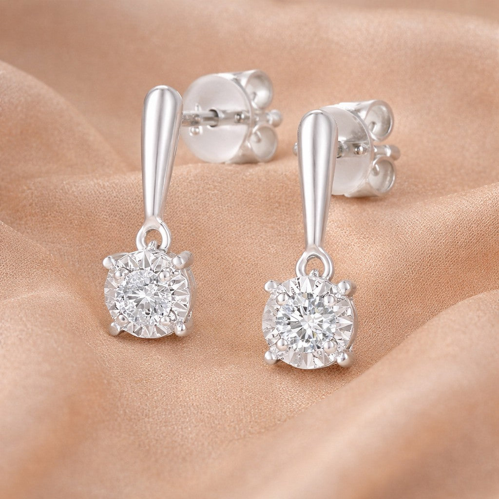 18ct White Gold 0.20 Carat Natural Diamond Solitaire Drop Earrings