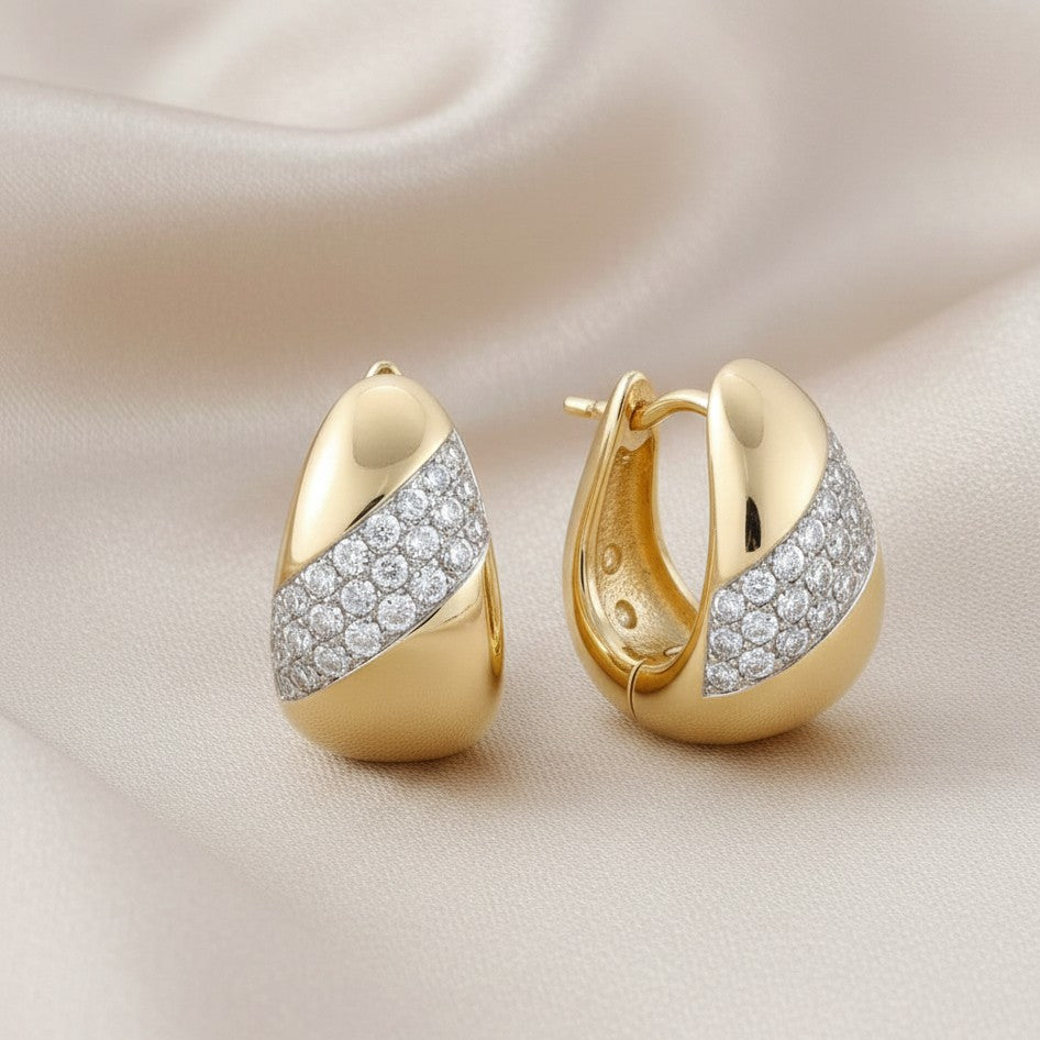 9ct Gold 0.50 Carat Natural Diamond Luxe Dome Small Hoops