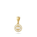 9ct Yellow Gold Cubic Zirconia Baguette Round Halo Pendant