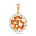9ct Yellow Gold Orange Cubic Zirconia Baguette Circle Pendant