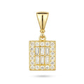 9ct Yellow Gold Cubic Zirconia Baguette Square Halo Pendant
