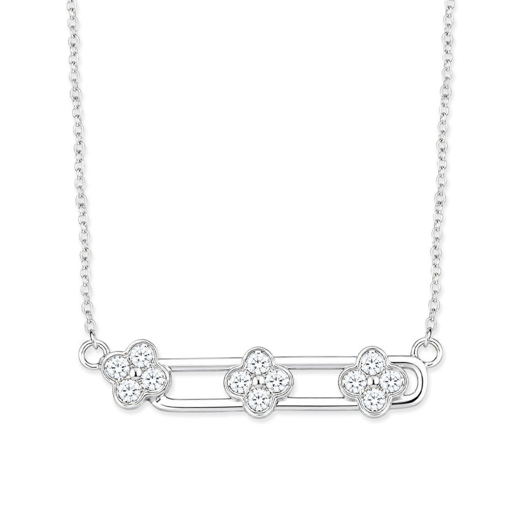 9ct White Gold Moveable Diamonds Flower Necklace