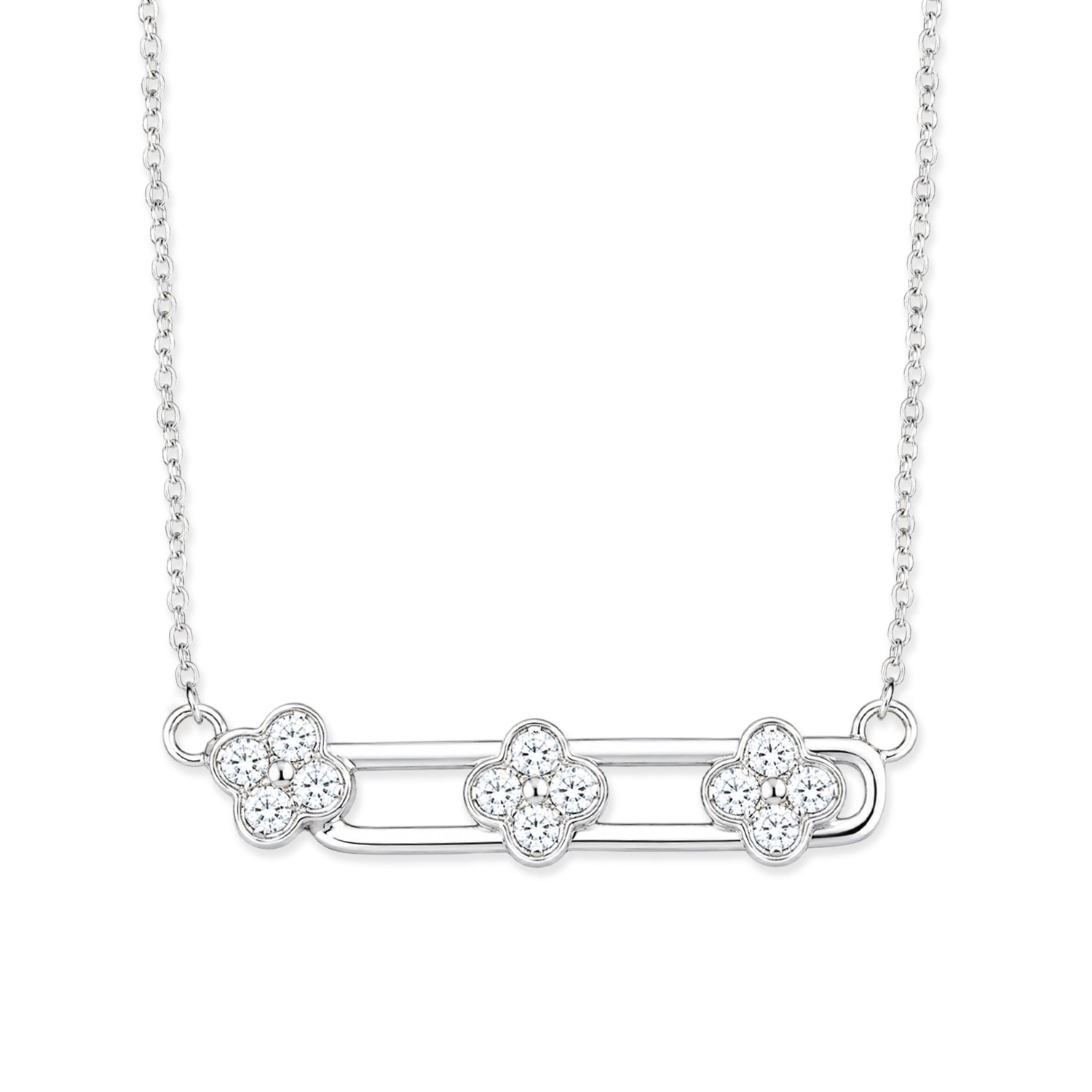 9ct White Gold Moveable Diamonds Flower Necklace