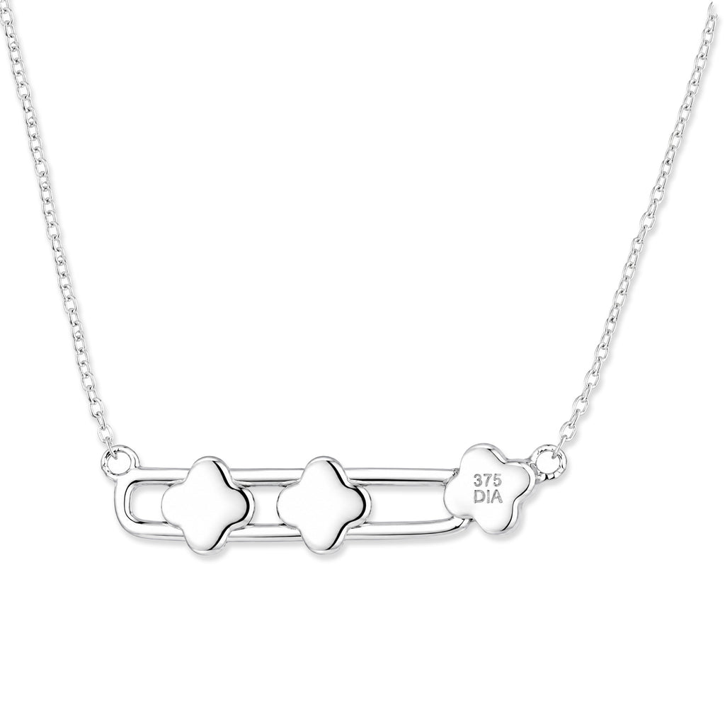 9ct White Gold Moveable Diamonds Flower Necklace