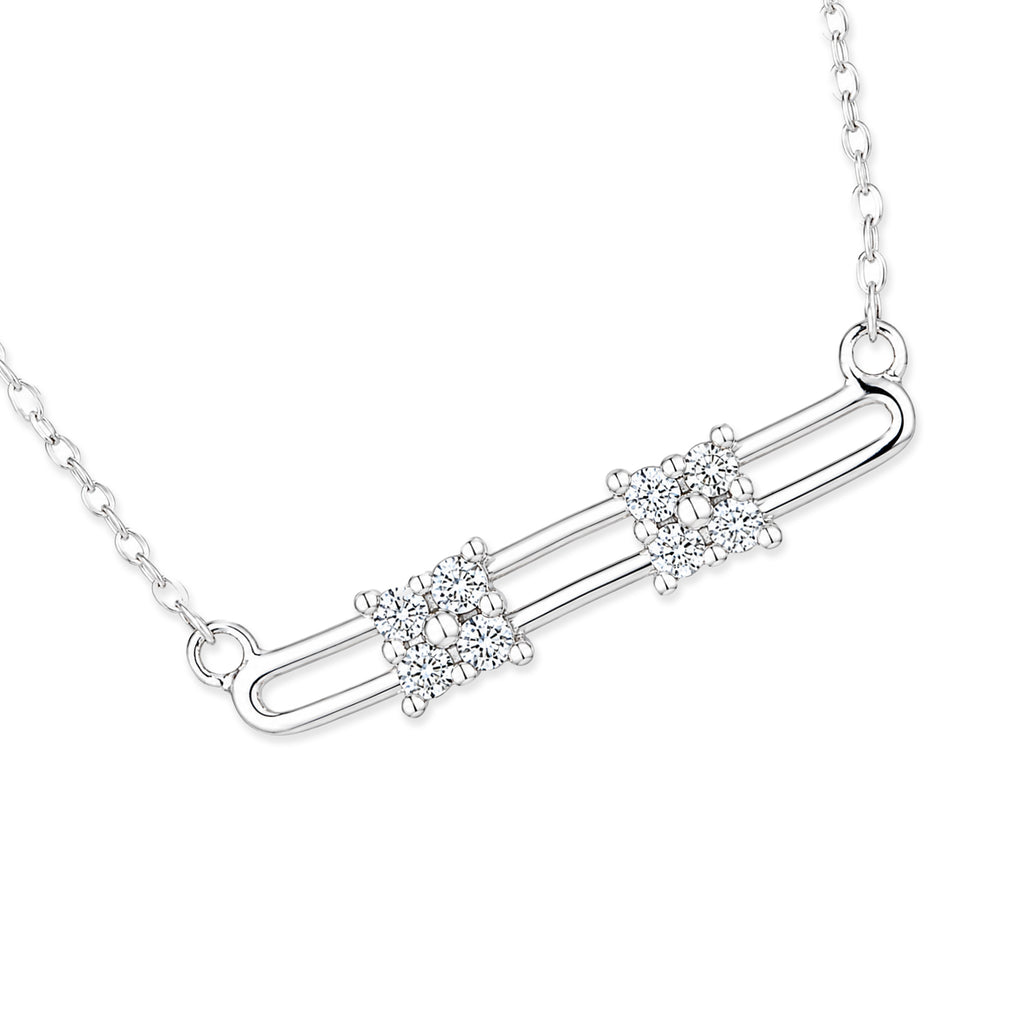 9ct White Gold Moveable Diamonds Solitaire Look Necklace