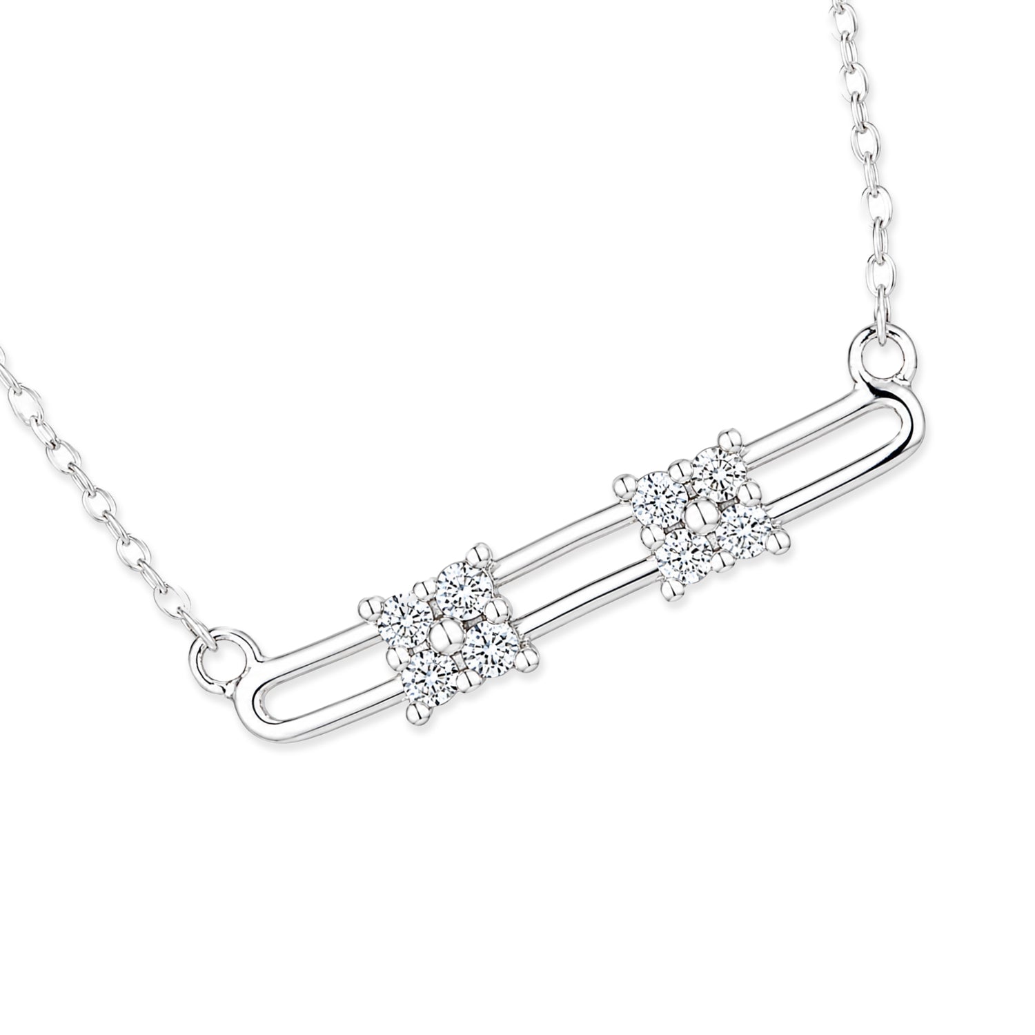 9ct White Gold Moveable Diamonds Solitaire Look Necklace