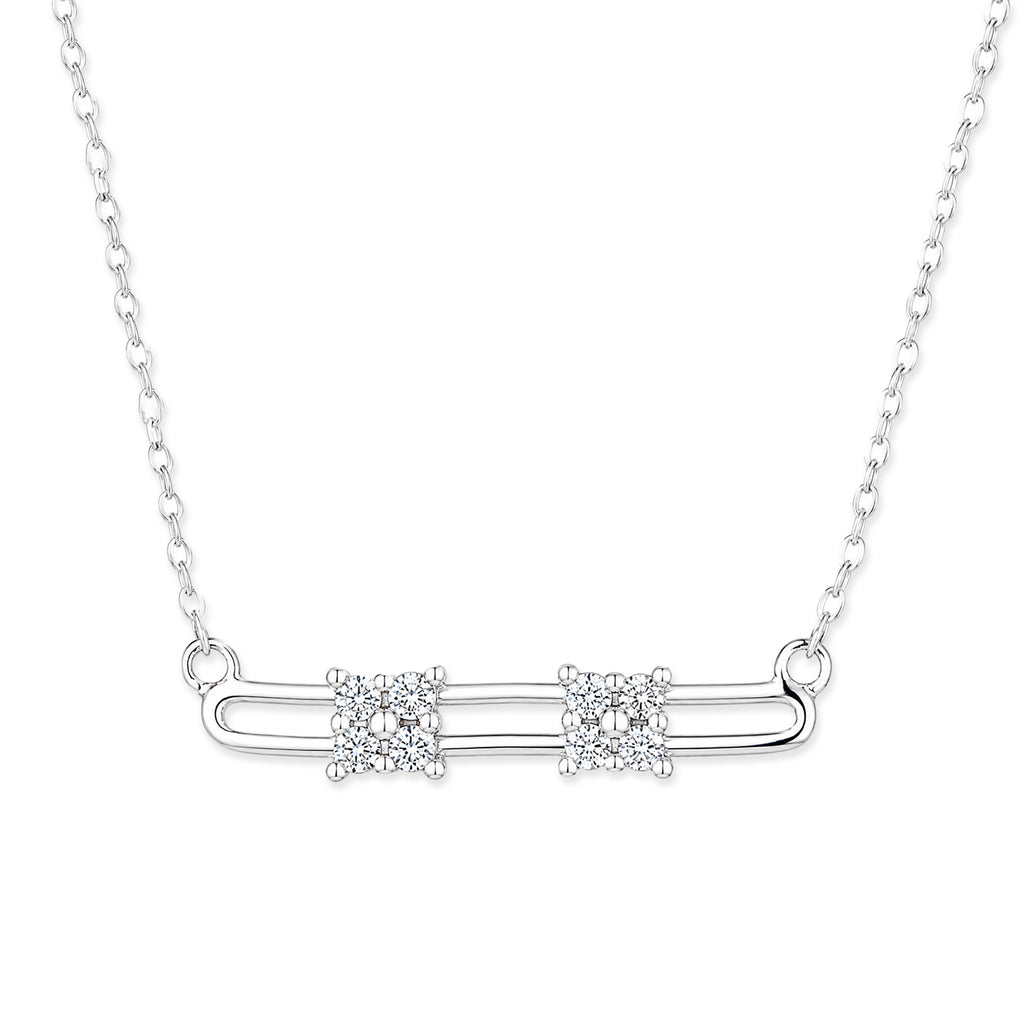 9ct White Gold Moveable Diamonds Solitaire Look Necklace