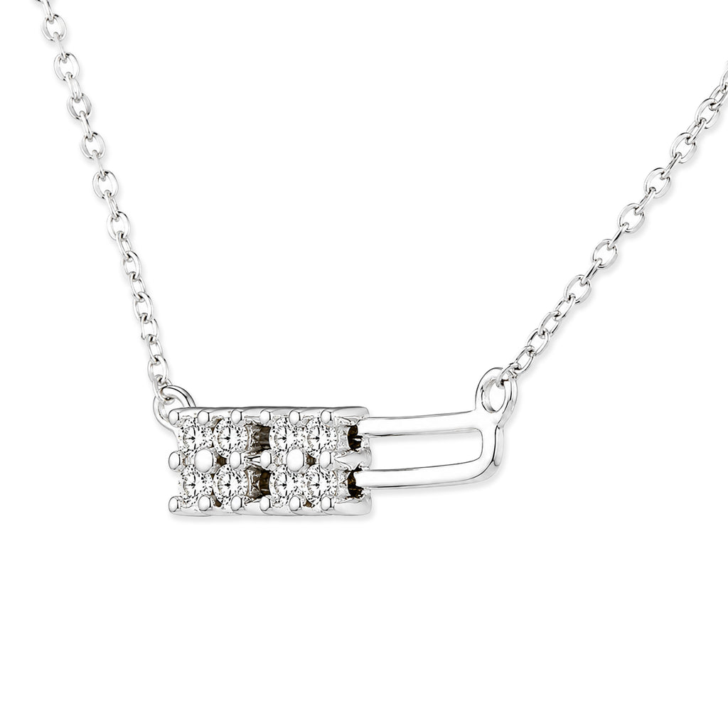9ct White Gold Moveable Diamonds Solitaire Look Necklace