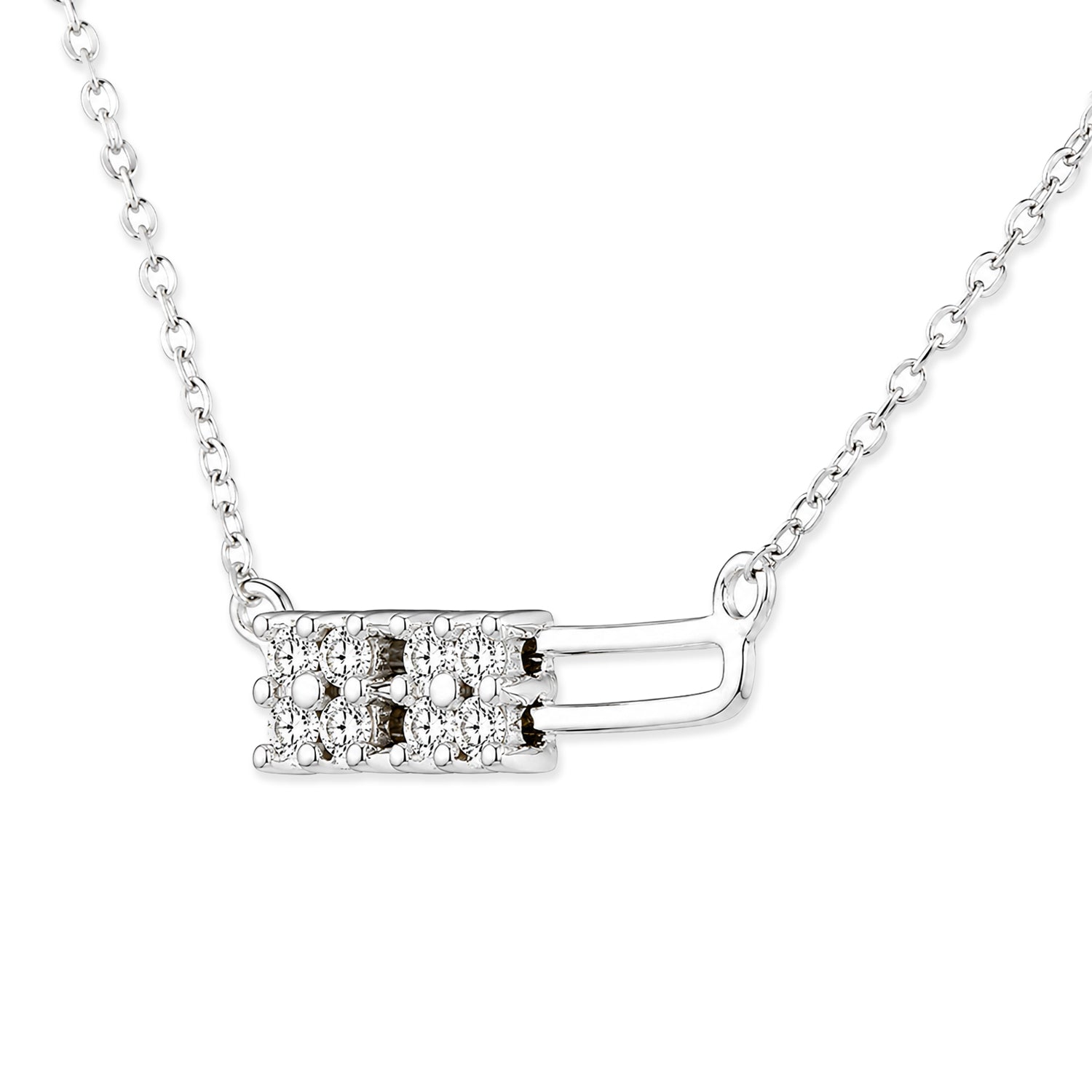 9ct White Gold Moveable Diamonds Solitaire Look Necklace