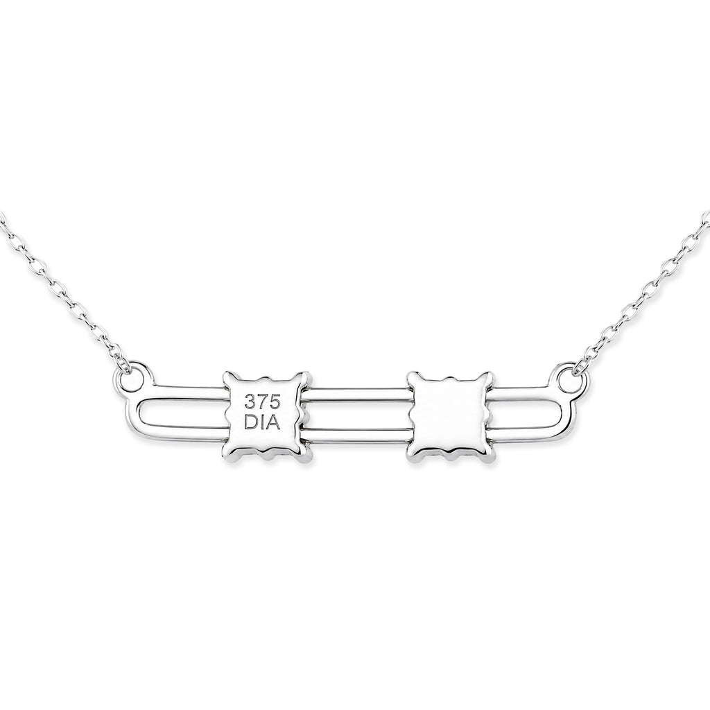 9ct White Gold Moveable Diamonds Solitaire Look Necklace