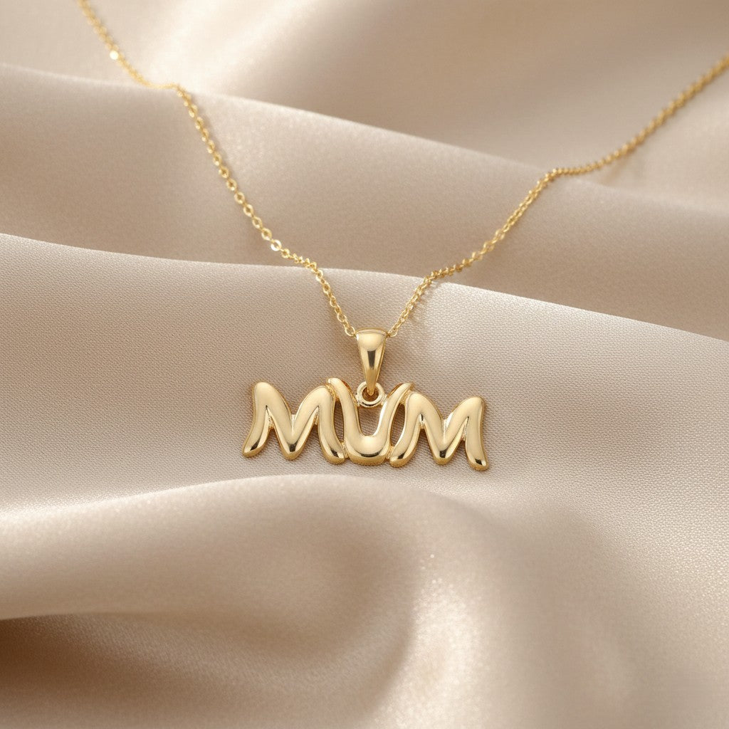 9ct Yellow Gold Mum Pendant Necklace