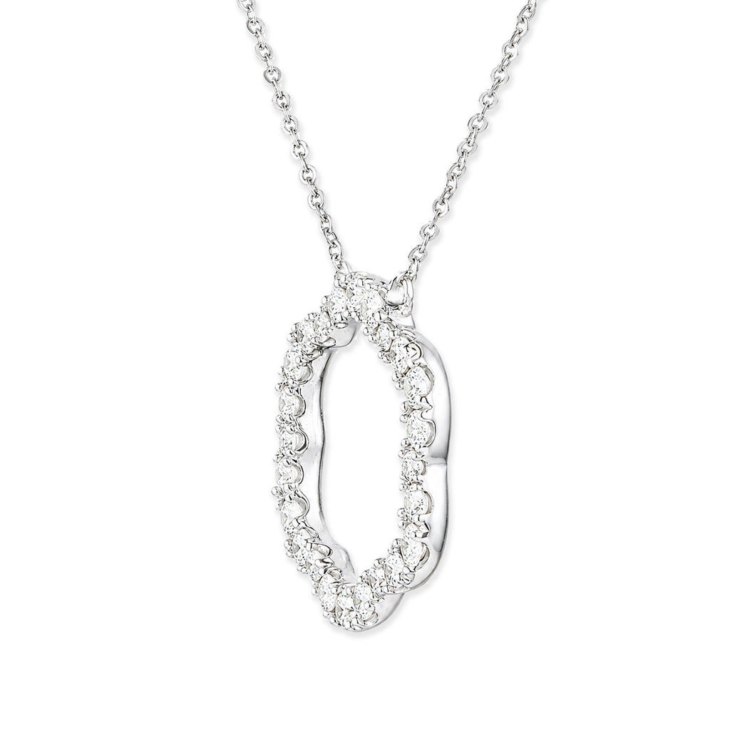 9ct White Gold Diamond Flower Pendant Necklace