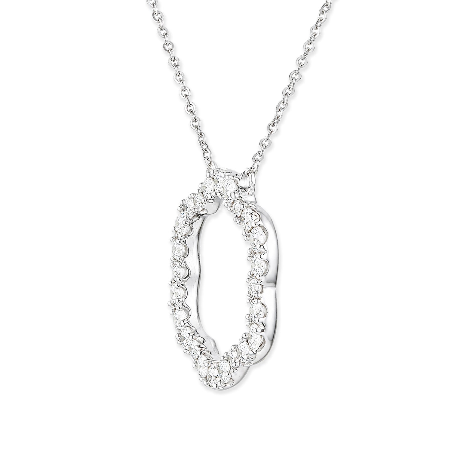 9ct White Gold Diamond Flower Pendant Necklace