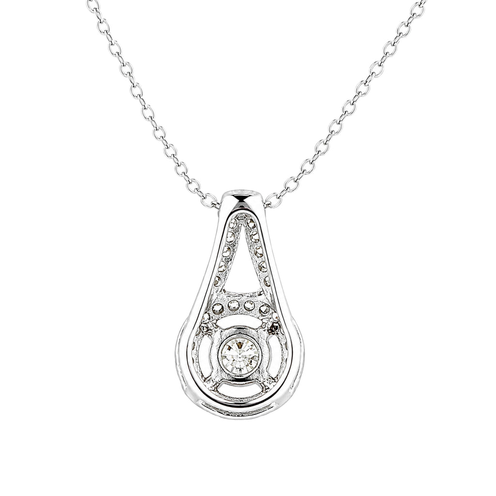 18ct White Gold Diamond Halo Pendant Necklace